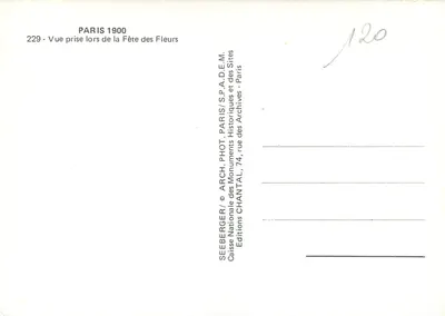 Paryż 1900 — Fête des Fleurs — Wydawnictwo Chantal — Rewers
