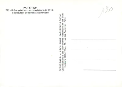 Inundações de Paris — rue Saint-Dominique — Éditions SEEBERGER — Verso