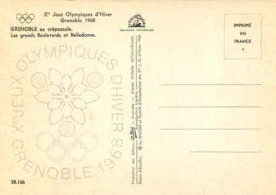 Grenoble - Miasto Olimpijskie 1968 — Wydawca SPADÉM, nr 38.166 — Rewers