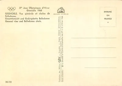 Grenoble — Winterliche Olympischen Spiele 1968 — Éditions d'Excoffon — Rückseite