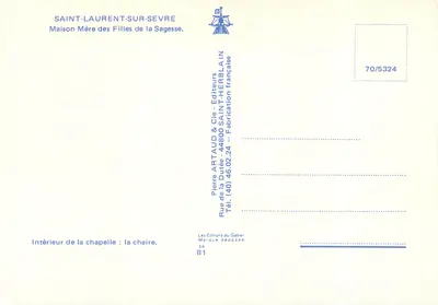 Interior da capela — a cadeira — Saint-Laurent-sur-Sèvre, Maison Mère das Filhas da Sabedoria — Verso