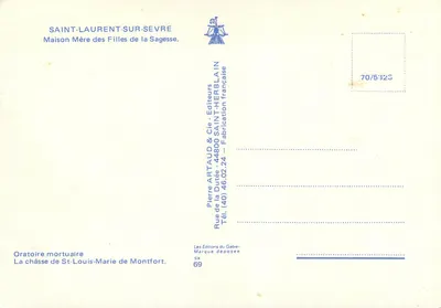 A cápsula de São Luís Maria de Montfort — Oratório mortuário — Edições Pierre Artaud & Cie — Verso
