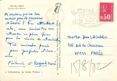 Biot — A Rua das Rosas — Edições S.E.P.T. n°147-70 — Verso