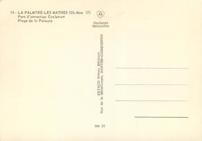 Parque de Atracções Cyclotrott — La Palmyre-les-Mathes — Editor Artaud Frères — Verso