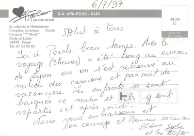 L'Estelle — Zespoł turystyczny z basenem i zjeżdżalnią — S.A. APA-POUX - ALBI — Rewers