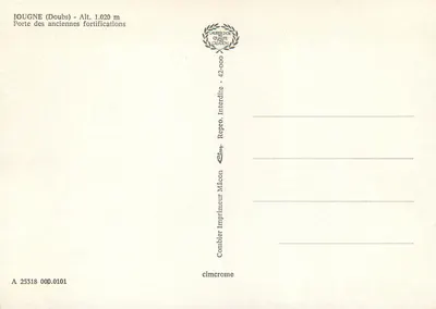 Jougne (Doubs) — Porta das antigas fortificações — Repro. Interpro, Impressor Combier, Mâcon — Verso