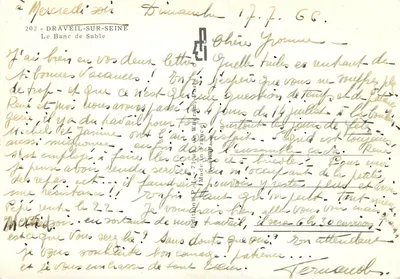 Le Banc de Sable — Draveil-sur-Seine — Edições P. M. 71, rue de Wagram, Paris — Verso