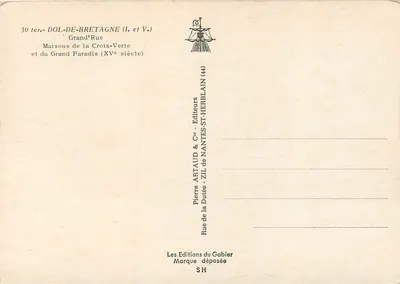 Casa della Croix-Verte e del Grand Paradis — Dol-de-Bretagne — Edizioni Pierre Artaud & Cie — Verso