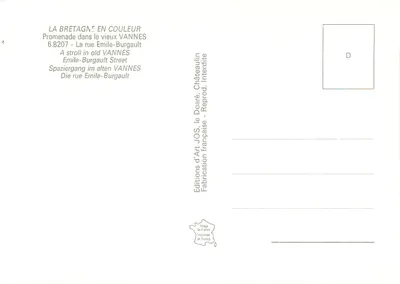 VANNES — Passeio pelo antigo VANNES — Edições d'Art JOS — Verso