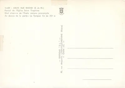 Portal de la Iglesia de San Trofimo — Arles-sur-Rhône — Ediciones S.L. Lyon/Villeurbanne — Reverso