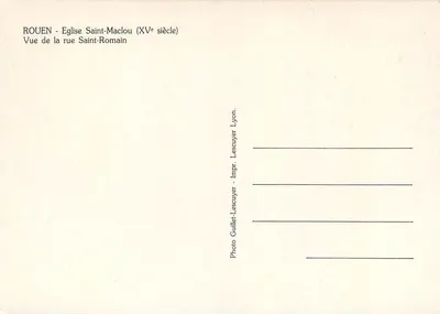 Rouen - Katedra św. Maclou (XV wiek) — widok z ulicy św. Romain — fot. Guillet-Lescuyer, Lyon — Rewers