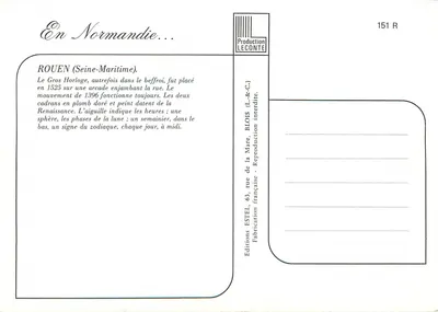 Horloge de Rouen — Normandie — Estel — Verso