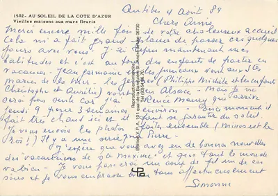 Stare domy z kwiatami na murach — Pod słońcem Côte d'Azur — Wydawnictwo Y.P.A. nr 101 — Rewers