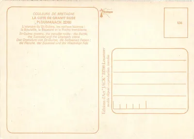 PLOUMANACH — Carte postale touristique — Éditions d'Art 'JACK' — Verso