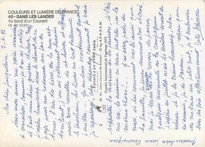 Na brzegu strumienia — Les Landes — Wydawnictwo Sztuki Yvon, nr 10 40 0122 — Rewers