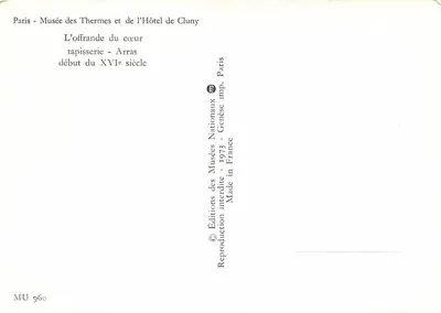 A oferenda do coração — Tapeçaria — início do século XVI — Éditions des Musées Nationaux — Verso
