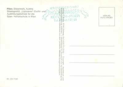 Bundesgestüt Piber — Hodowla koni Lipizzaner — Verlag Foto Hruby — Rewers