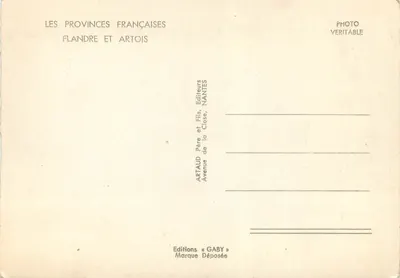 Flandres e Artois — Carta postal ilustrada — Edições Artaud e Gaby — Verso