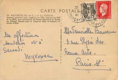 Saumur — O Castelo — Héloïse Combier Macon n°15 — Verso