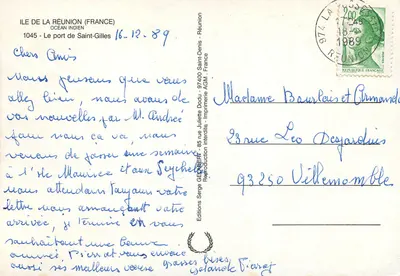 O porto de Saint-Gilles — Ilha de La Réunion (França) — Edições Serge GÉRÉBERT — Verso