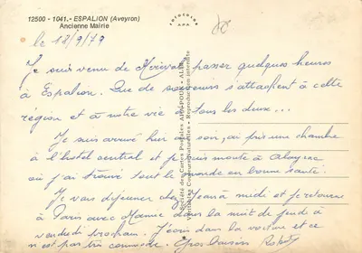 Espalion (Aveyron) — Antiga Prefeitura — Sociedade das Cartas Postais Naturais — Verso