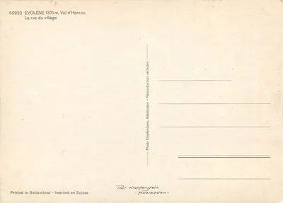 Evolène — ulica wioski — Photo Klopfenstein, nr 52923 — Rewers