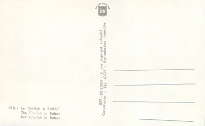 Le Chellah w Rabacie — wydawca JEFF, nr 27B — Rewers