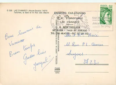 Jezioro Annecy — Talloires, zatoka i Roc des Bœufs — Wydawnictwo Gil, nr G 335 — Rewers