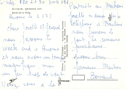 Bords de la Risle — Brionne (27) — Editions « LA CIGOGNE » — Rewers