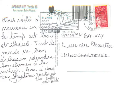 Os Rochos São Nicolau — Jard-sur-Mer (Vendée) — ARTAUD Frères - Editores (Nantes) — Verso