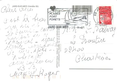 Jard-sur-Mer — vue panoramique et plages — éditeur ARTAUD Frères — Verso