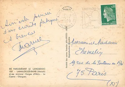 Lamalou-les-Bains — Landscapes and visitors — APA-POUX Postcard Society — Back