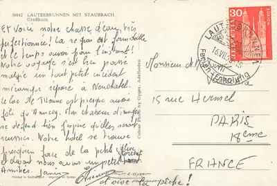 Lauterbrunnen z Staubbach — Großerhorn — wydawca Gyger, nr 36942 — Rewers