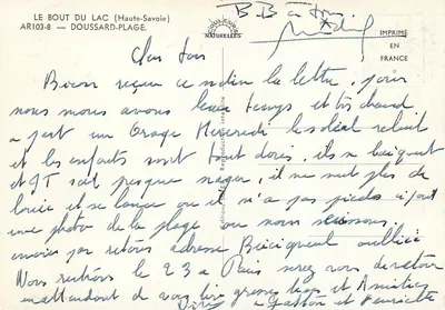 Le Bout du Lac (Haute-Savoie) — Doussard-Plage — Edições ClouleuRis Naturelles, série AR103-8 — Verso