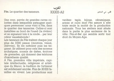 Fès. Dzielnica kowali skóry — XXXIII-A2 — Édito-Service S.A. — Rewers