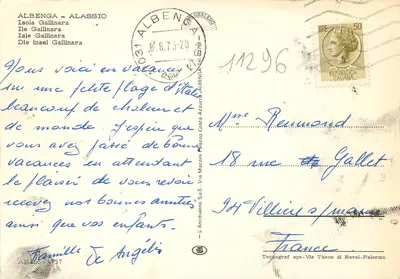 Ilha Gallinara — visão da costa italiana — L'Archolaleno S.a.S. — Verso