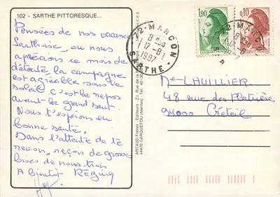 La Sarthe Pittoresque — 102 — Editori ARTAUD Frères, Nantes — Verso