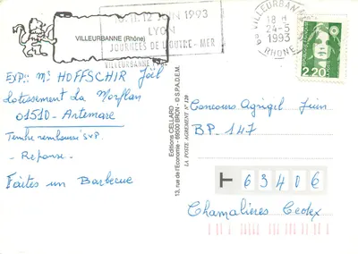 Villeurbanne — vista panorâmica — Edições Cellard — Verso