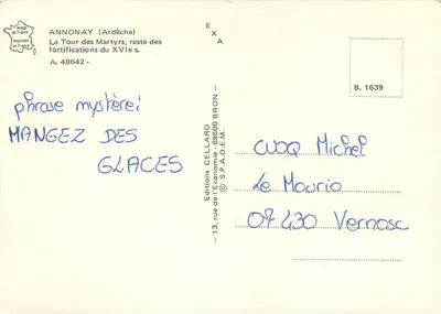 Annonay — Wieża Męczenników i schody — Wydawnictwo Cellard — Rewers