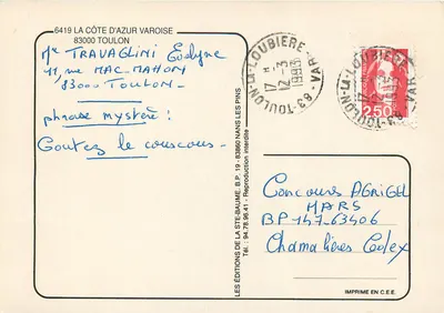 Toulon — widok portu i zachodzie słońca — Wydawnictwo La Côte d'Azur Varoise — Rewers