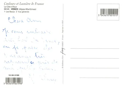 VENCE — Vista geral — Éditions d'Art Lyon — Verso