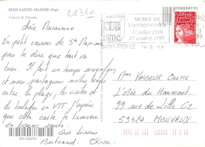 Sainte-Maxime — vista panorâmica e cenas de praia — Edições S.M.D. CIM — Verso