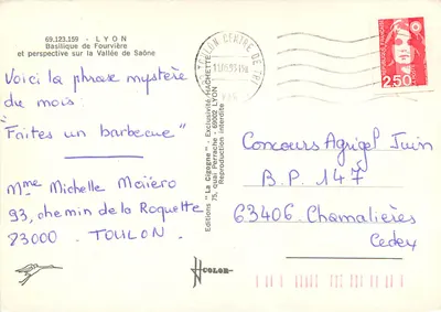 Bazylika Fourvière — perspektywa na Dolinę Saony — Wydawnictwo 'La Cigogne' — Rewers