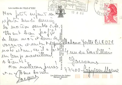 As ruas da Ilha de Yeu — Vendée — Éditions du Gabier — Verso