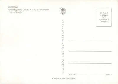 Pomnik Fryderyka Chopina w parku Łazienkowskim — Warszawa — Agencja Wydawnicza — Rewers