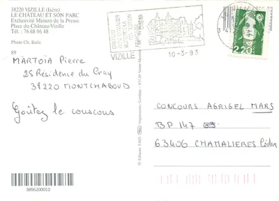 Vizille — Castelo e parque — Edições S.M.D. — Verso