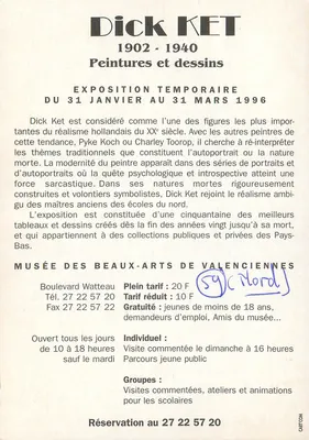 Retrato de homem com chapéu — obra de Dick Ket — editor CARTCON — Verso