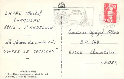 Aix-les-Bains — Praia municipal e Mont Revard — Edições Télés Aix-les-Bains — Verso
