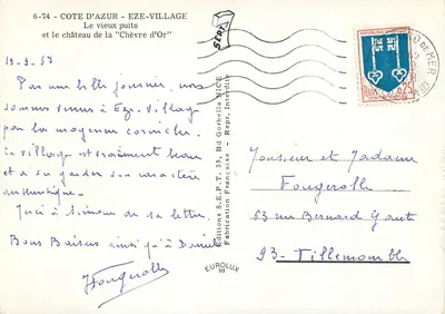 Eze-Village — Stary studzienka i zamek "Chèvre d'Or" — Wydawnictwo S.E.P.T. 35, ul. Gorbeille, NICE — Rewers