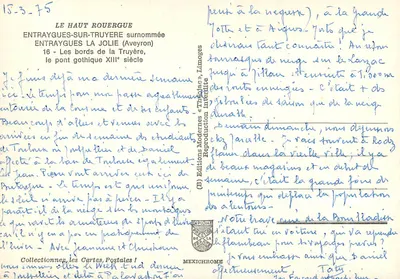 Entraygues-sur-Truyère — O ponte gótico do século XIII — Éditions Modernes « Théolac » — Verso